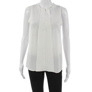 Ruby And Jenna Womens Sleeveless White Polyester Round Neck Blouse Size S